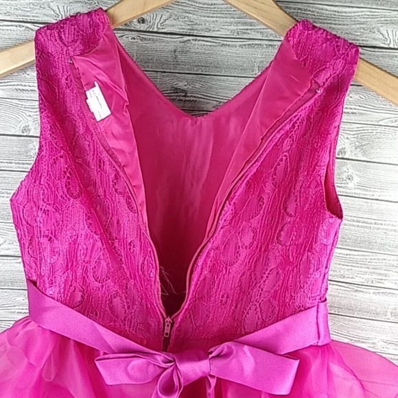 Tier Ruffled fuchsia gemstone gown dress - Picture 8 of 11